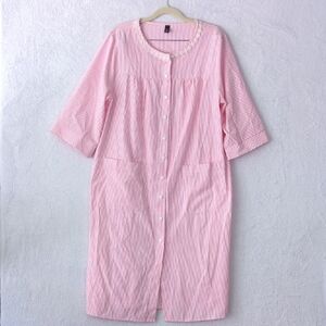 Bloggerlove Women's Pink Striped Mumu House Dress Size‎ S